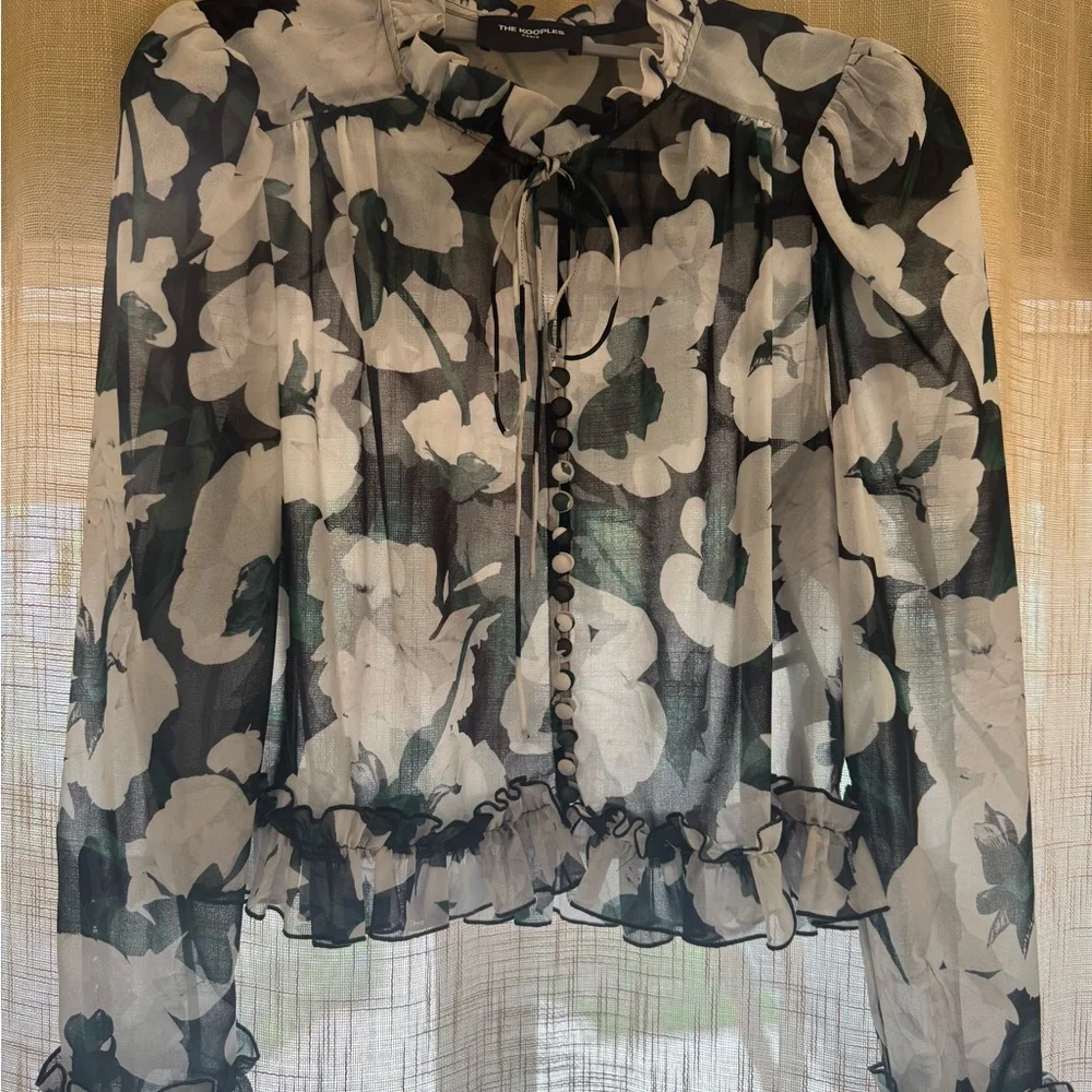 The Kooples Black and White Floral Blouse - Picture 2 of 3